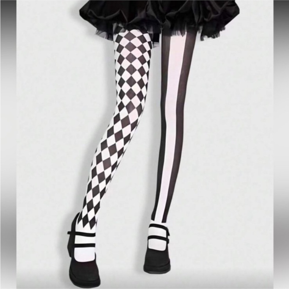 Harlequin Black and White Tights